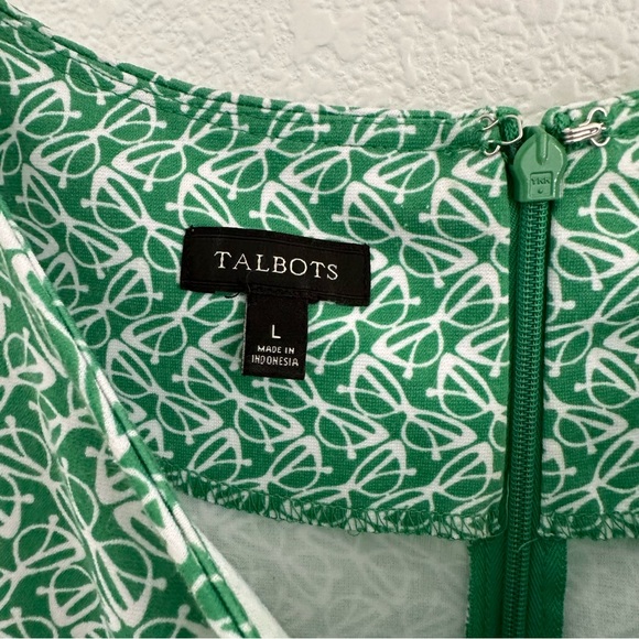 Talbots Quirky Glasses Print Dress in Green - Picture 3 of 5